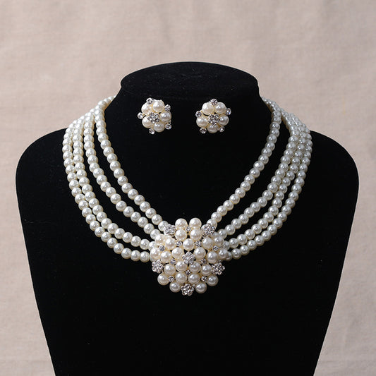 Luxury Pearl Flower Necklace and Earring set