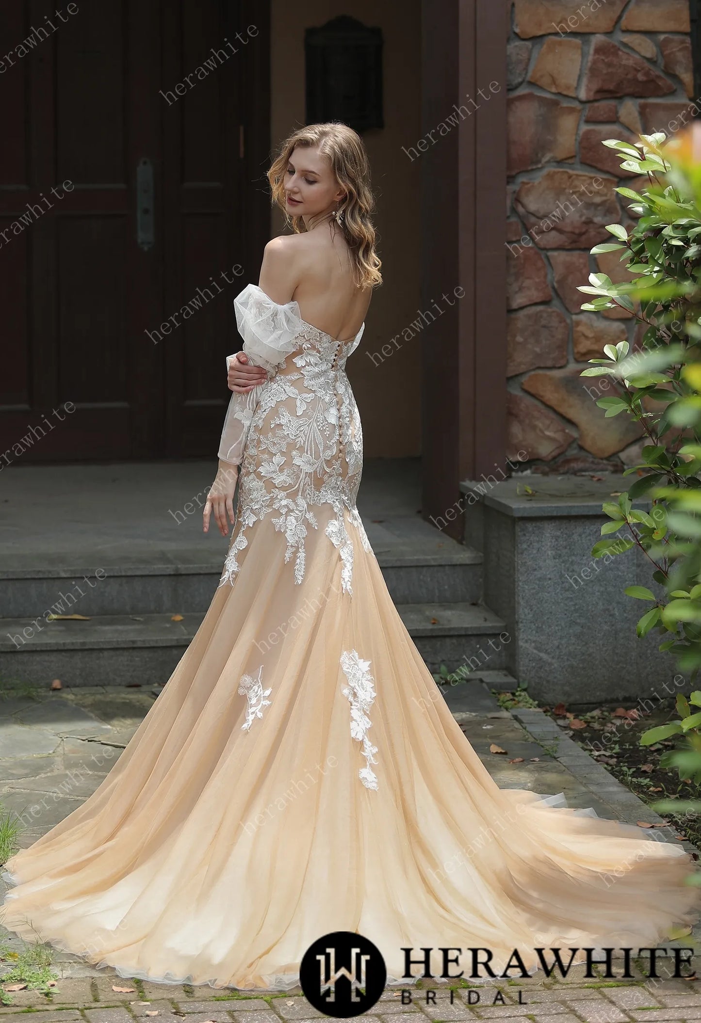 Glamour Sweetheart Neckline Detachable Sleeves Wedding Dress