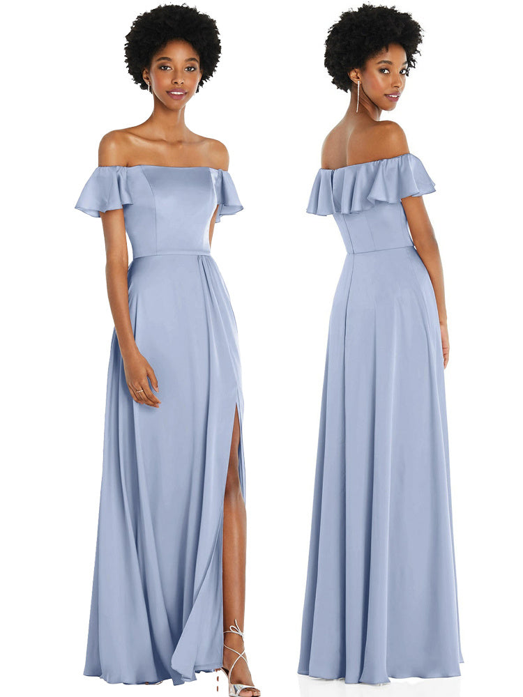 Satin Slimming And Shading Sky Blue Bridesmaid Dresses