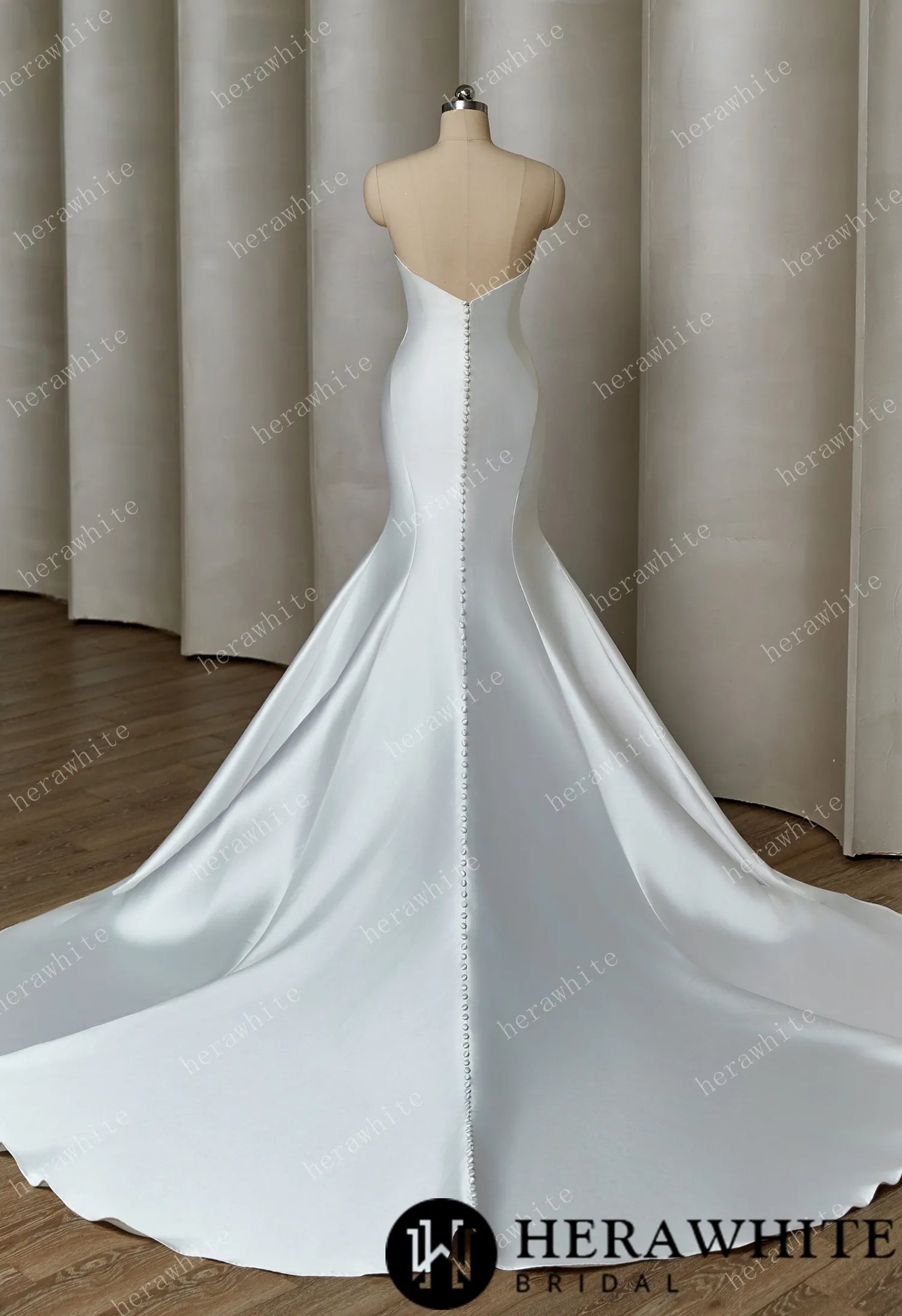 Classic Strapless Mermaid Gown with Button-Adorned Back