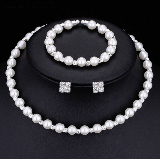 Bridal Diamonds and Pearls 3 Set Suite