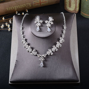 Rhinestone Butterfly Pendant Necklace and Earrings Set