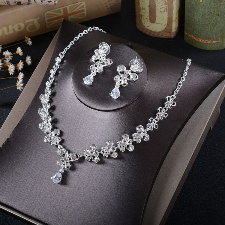 Rhinestone Butterfly Pendant Necklace and Earrings Set