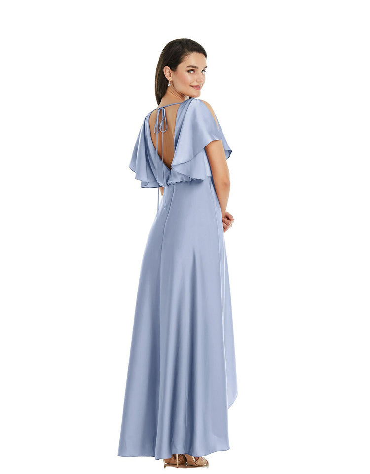 Satin Slimming And Shading Sky Blue Bridesmaid Dresses