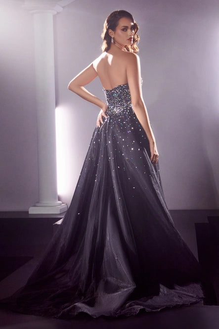 Strapless Ball Gown with Jewel Accents By Ladivine