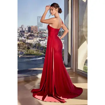 Fitted Stretch Satin One Shoulder Dress