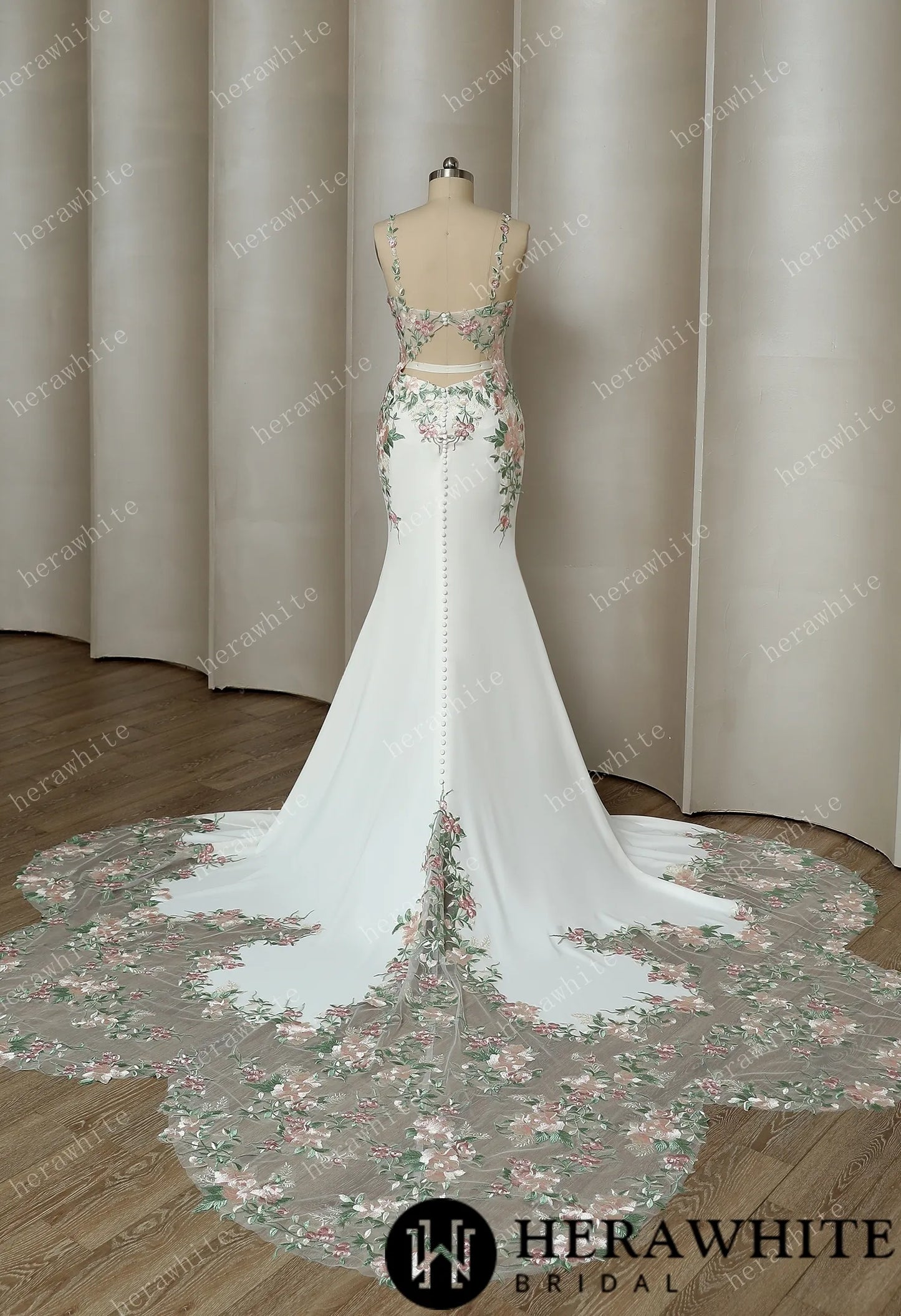 Spectacular Frosted Embroidery With Petal Train Wedding Dress