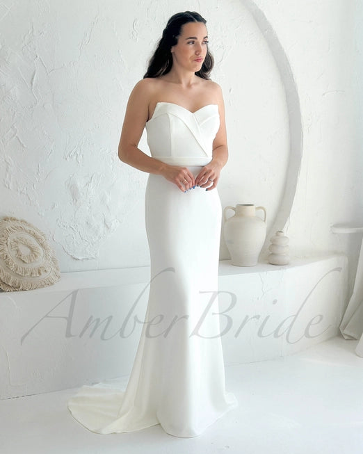 Sweetheart Mermaid Crepe Wedding Dress By AmeberBride