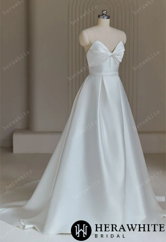 Unique A Line Mikado Sweetheart Wedding Dress with Ruching