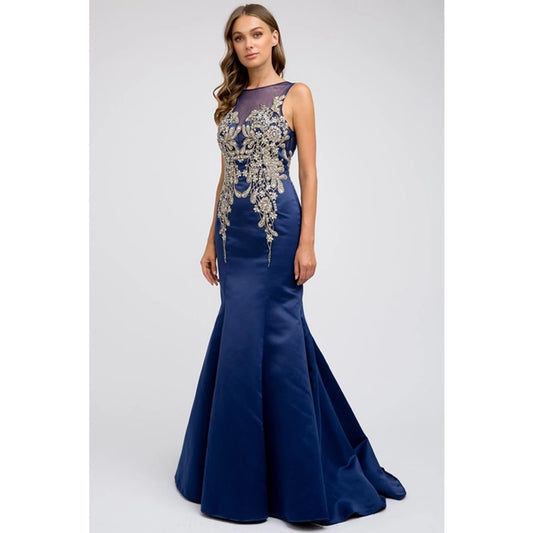 Beaded Bust and Mermaid Prom Gown