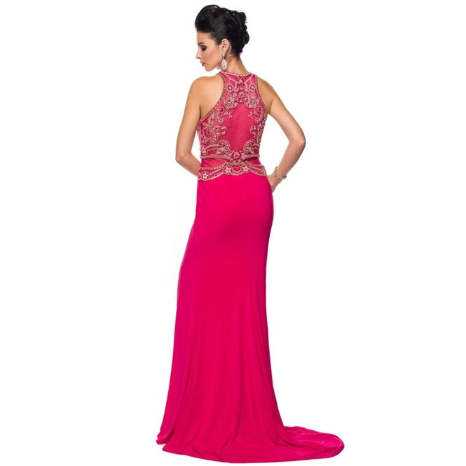 Jewel Embellished High Top Evening Prom Gown