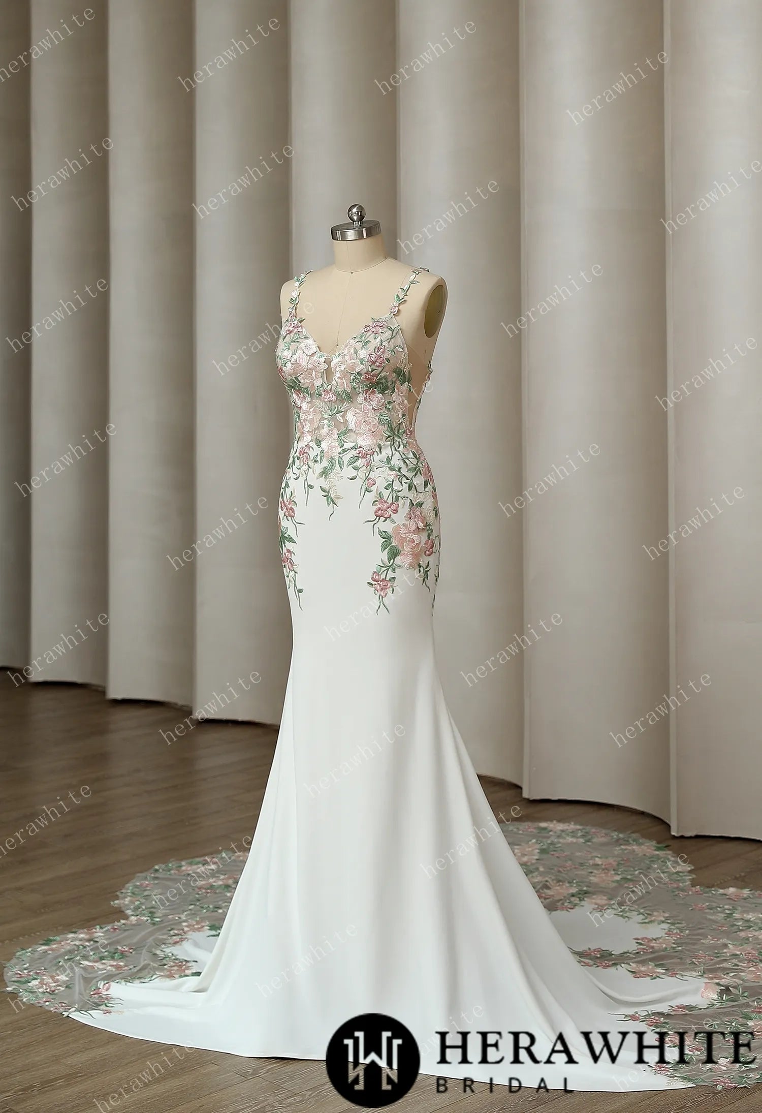 Spectacular Frosted Embroidery With Petal Train Wedding Dress