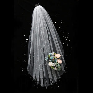 Romantic Pearl Beaded Wedding Veil