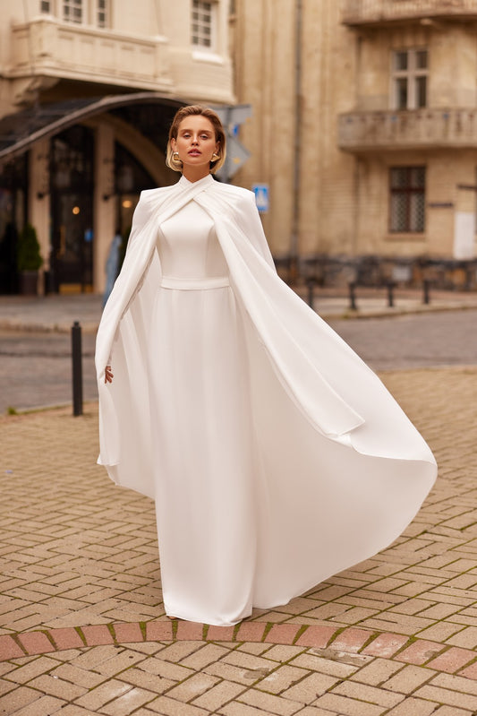 Timeless sophistication with the LIRA Wedding Gown With Cape