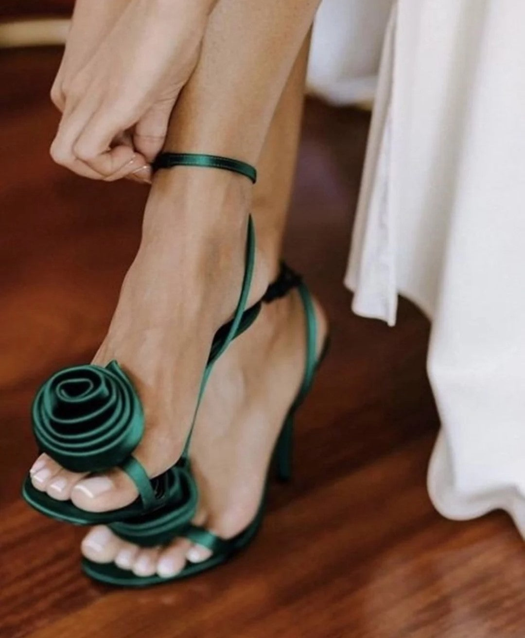 Sexy Satin Rose Stilettos