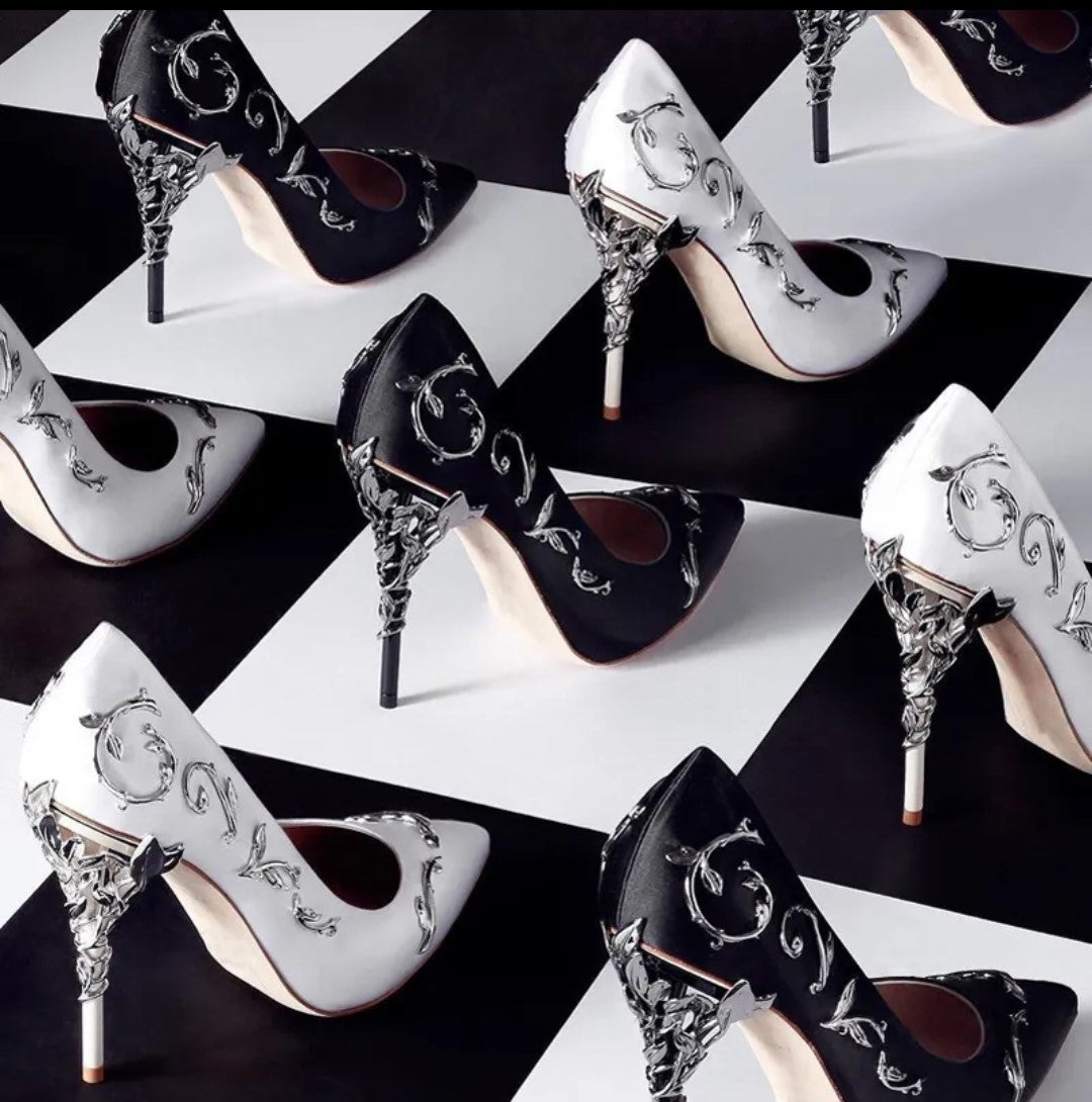 Elegant Silk and Leaves Formal Pumps