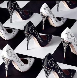 Elegant Silk and Leaves Formal Pumps
