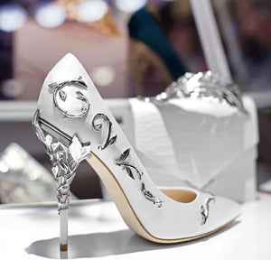 Elegant Silk and Leaves Formal Pumps