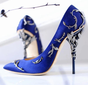Elegant Silk and Leaves Formal Pumps