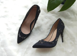 Elegant Silk and Leaves Formal Pumps