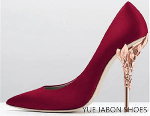 Elegant Silk and Leaves Formal Pumps