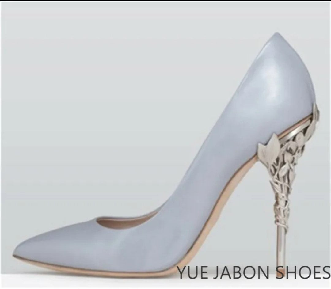 Elegant Silk and Leaves Formal Pumps