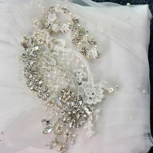 Unique Pearl and Rhinestone Luxurious Trailing Shawl
