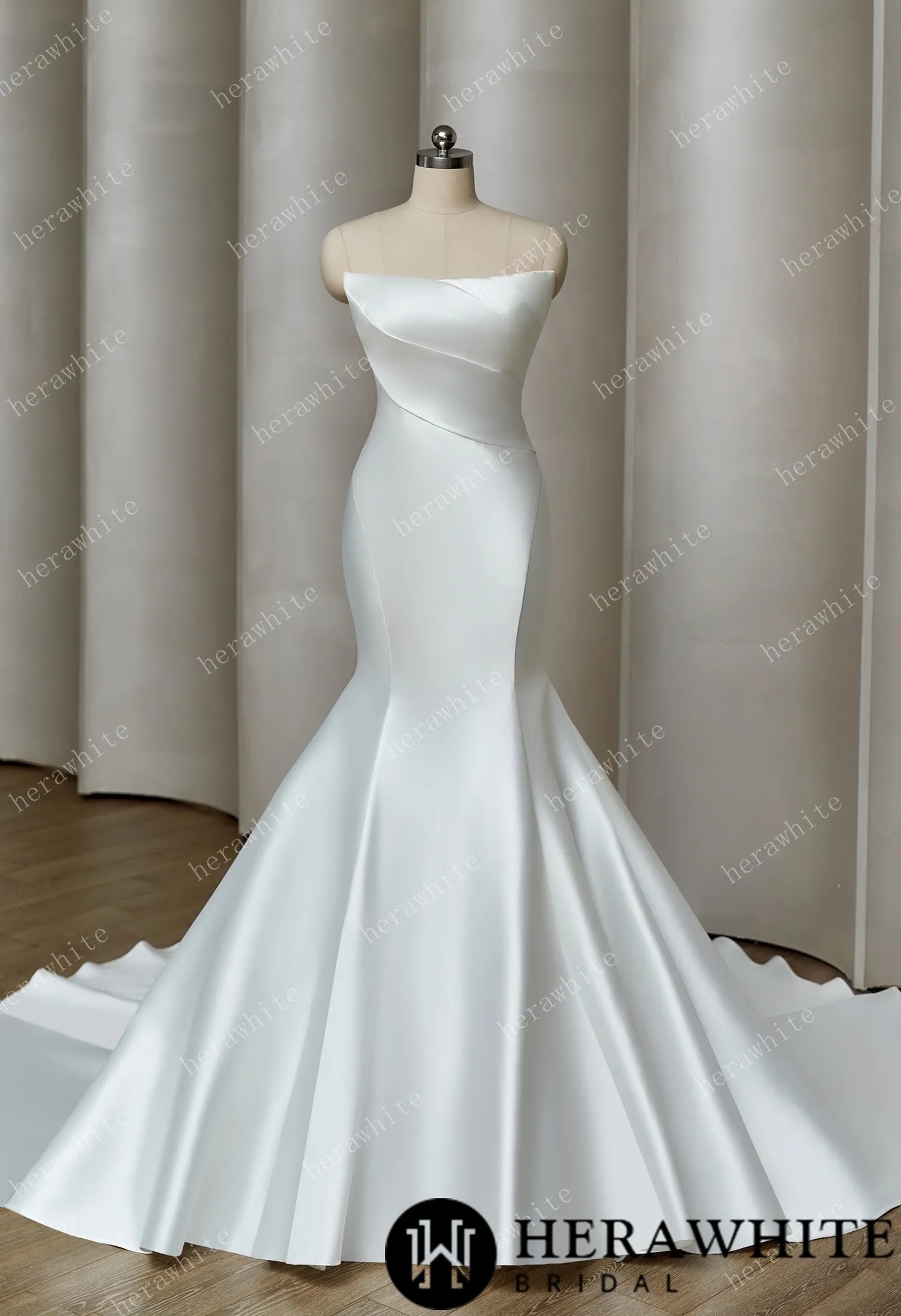 Classic Strapless Mermaid Gown with Button-Adorned Back