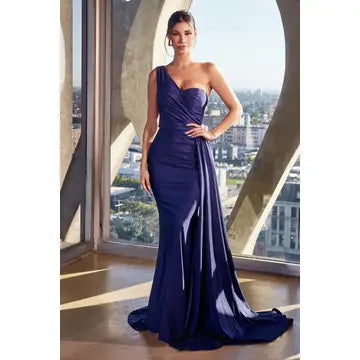 Fitted Stretch Satin One Shoulder Dress