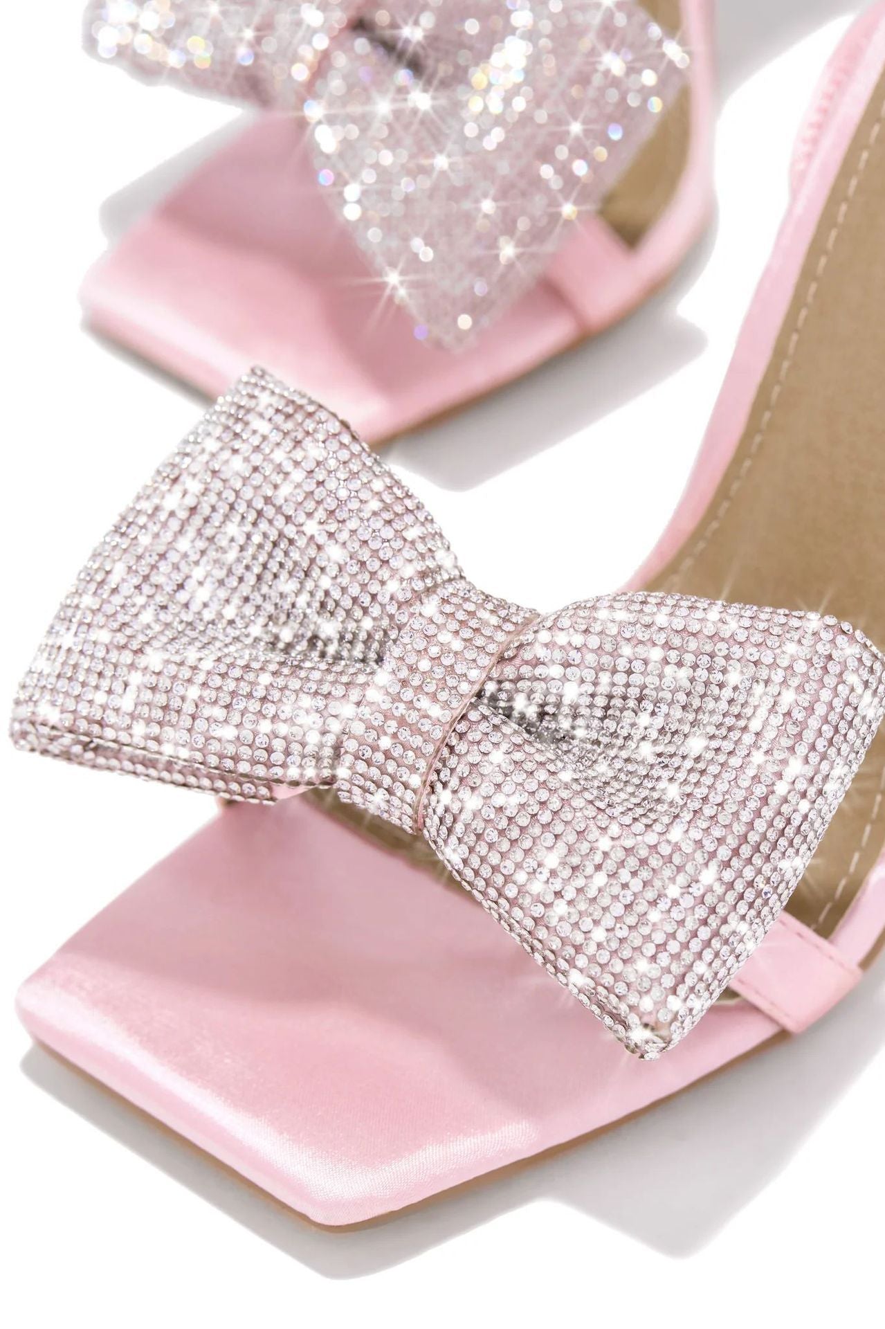 Fashion Rhinestone Bow Cross Strap High Heel Sandals