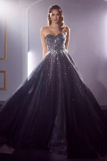 Strapless Ball Gown with Jewel Accents By Ladivine