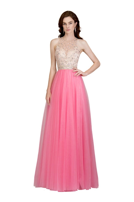 An Exquisite Sleeveless and Rhinestone Prom Dress
