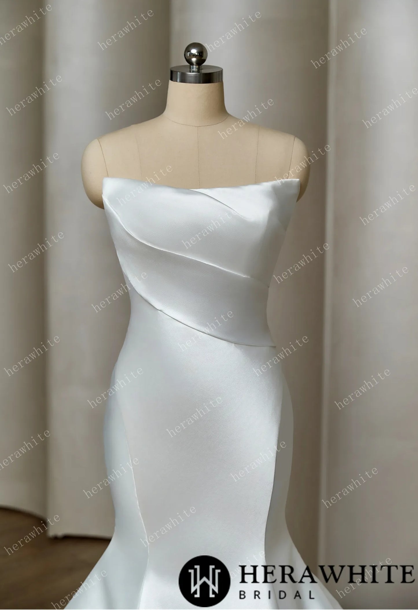 Classic Strapless Mermaid Gown with Button-Adorned Back