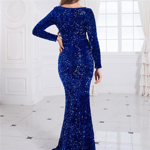 Women Royal Stretch Sequin Evening Gown