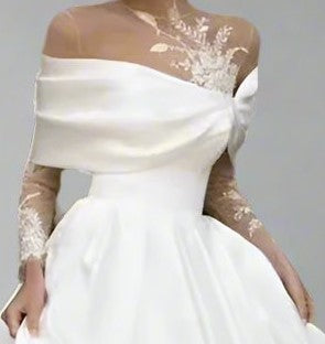 Raglan Sleeve Satin Wedding Gown