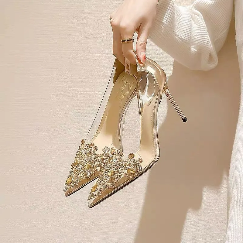 Elegant Sexy Rhinestone Decorated Pointed Toe Stiletto Wedding Shoes