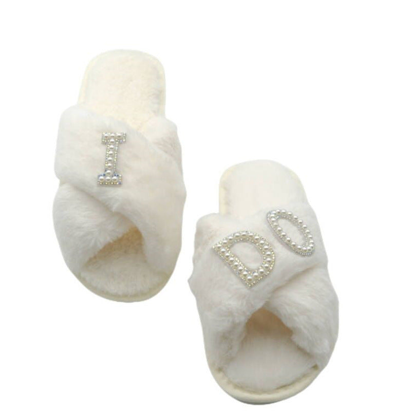 Plush Bridal Slippers