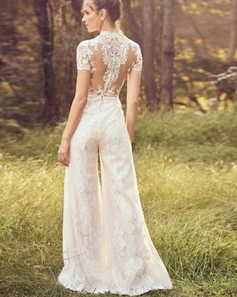 Tiana Bridal Pant Suit – Modern White Wedding Pant Suit for Brides- back view
