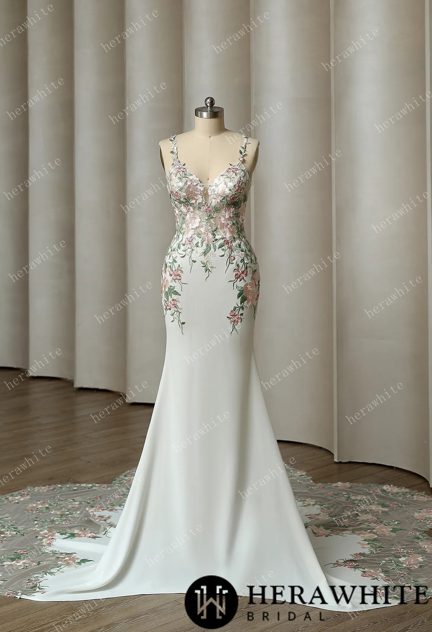 Spectacular Frosted Embroidery With Petal Train Wedding Dress