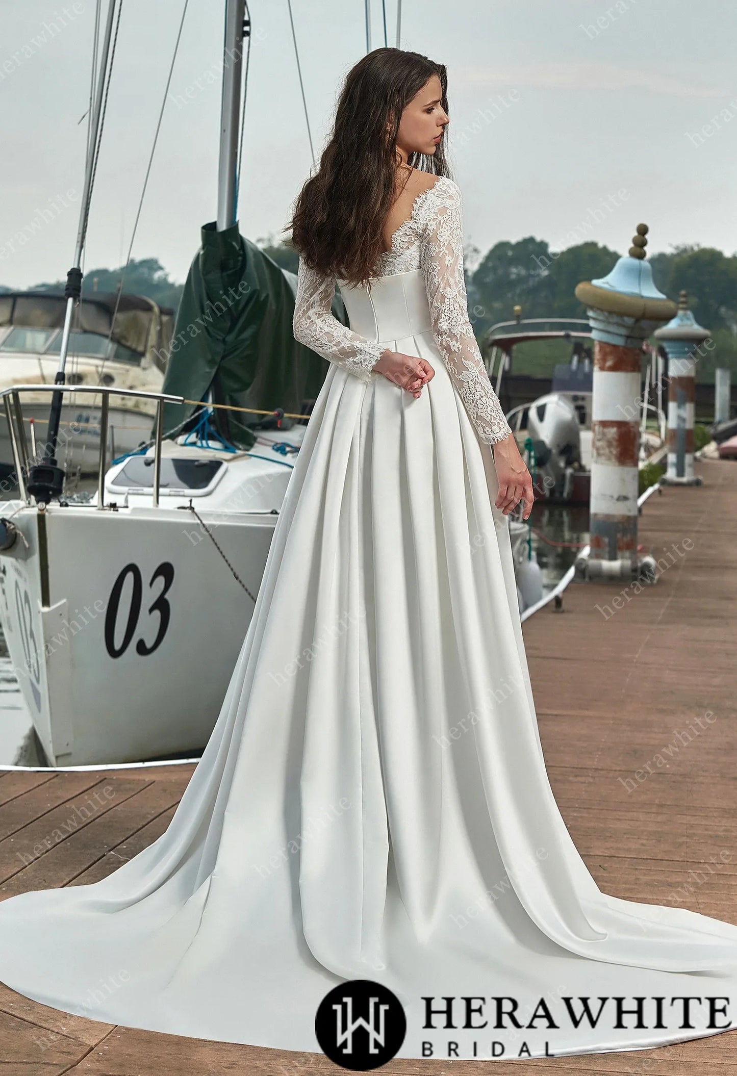 Moonlight Satin Cover and Lace Sheath Wedding Gown