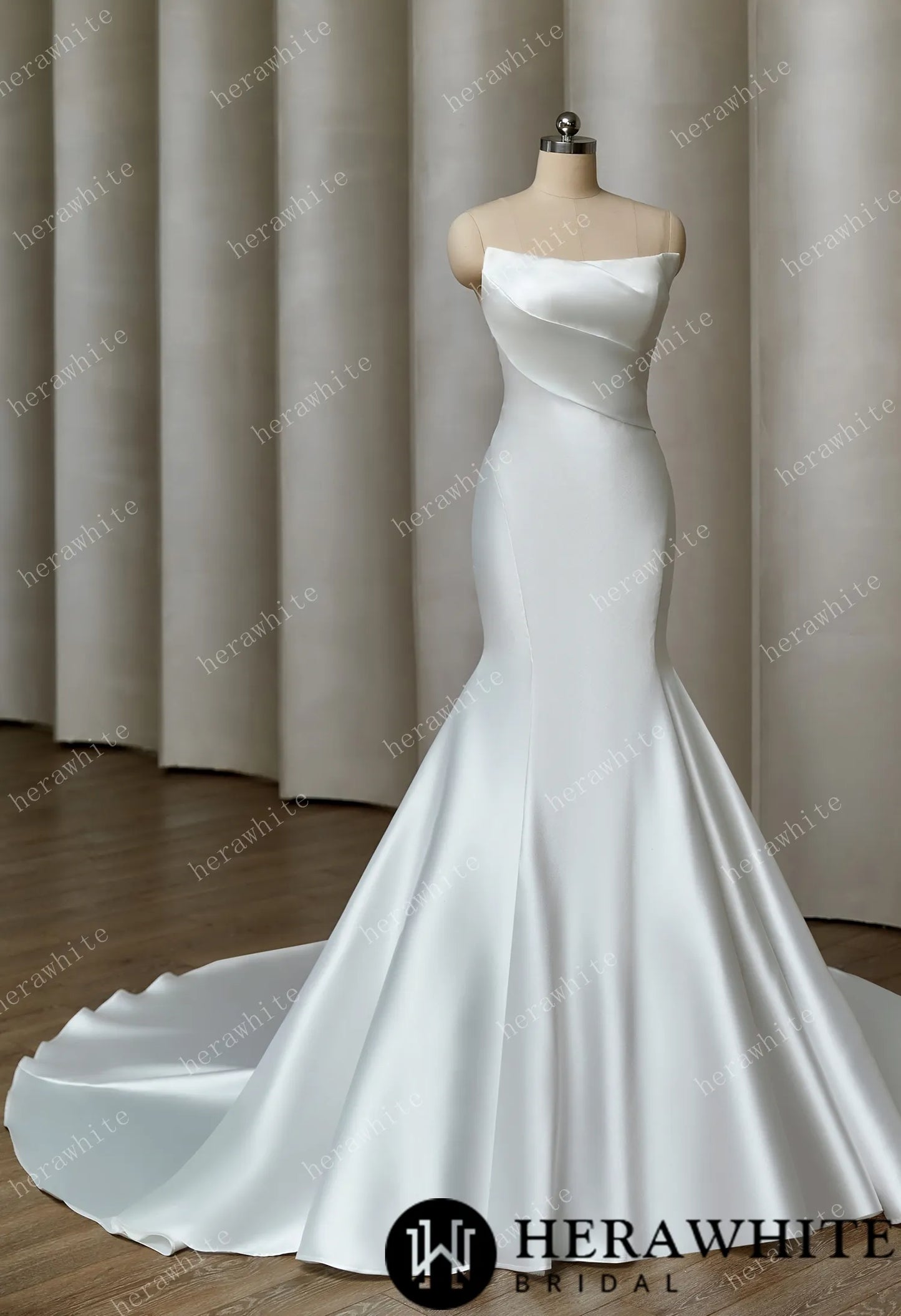 Classic Strapless Mermaid Gown with Button-Adorned Back