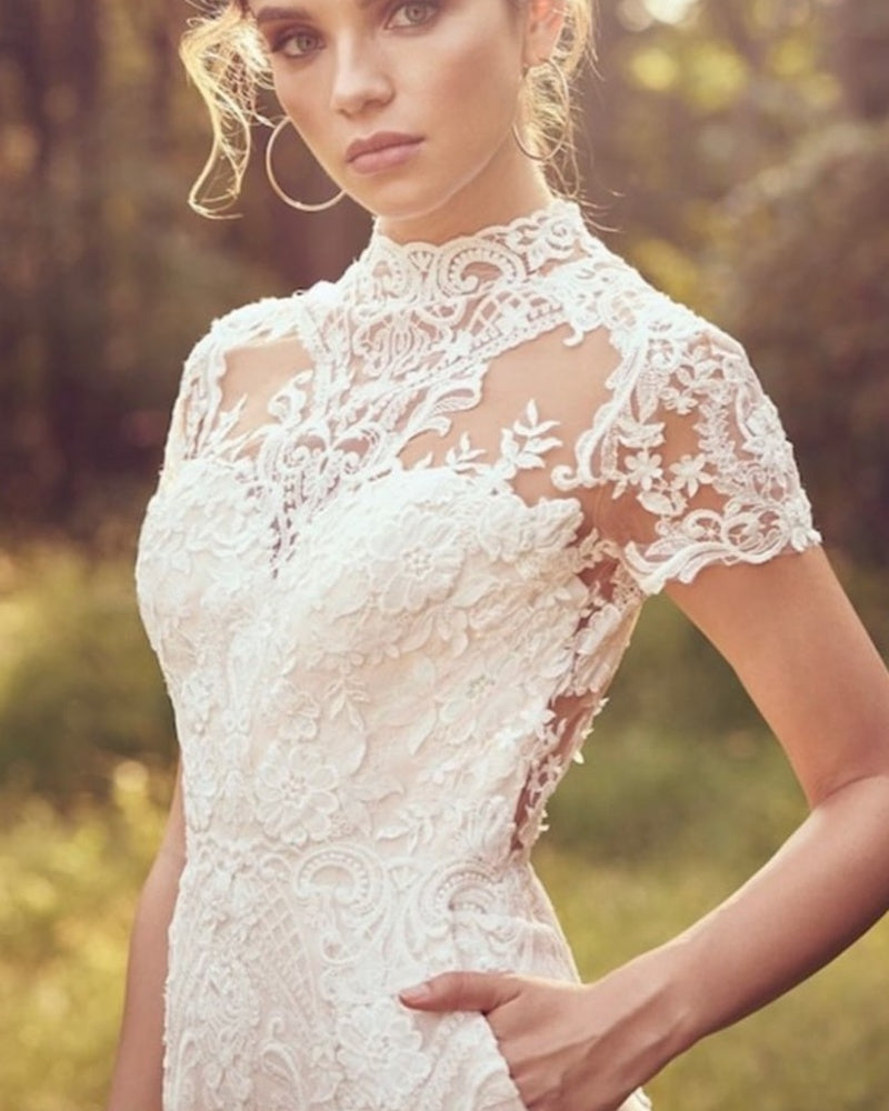 Close up of  the Tiana Bridal Pant Suit – Modern White Wedding Pant Suit for Brides
