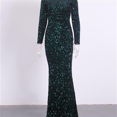 Women Royal Stretch Sequin Evening Gown