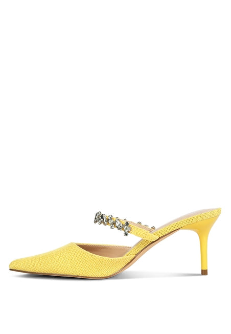Greta Diamante Embellished Kitten Heel Sandals