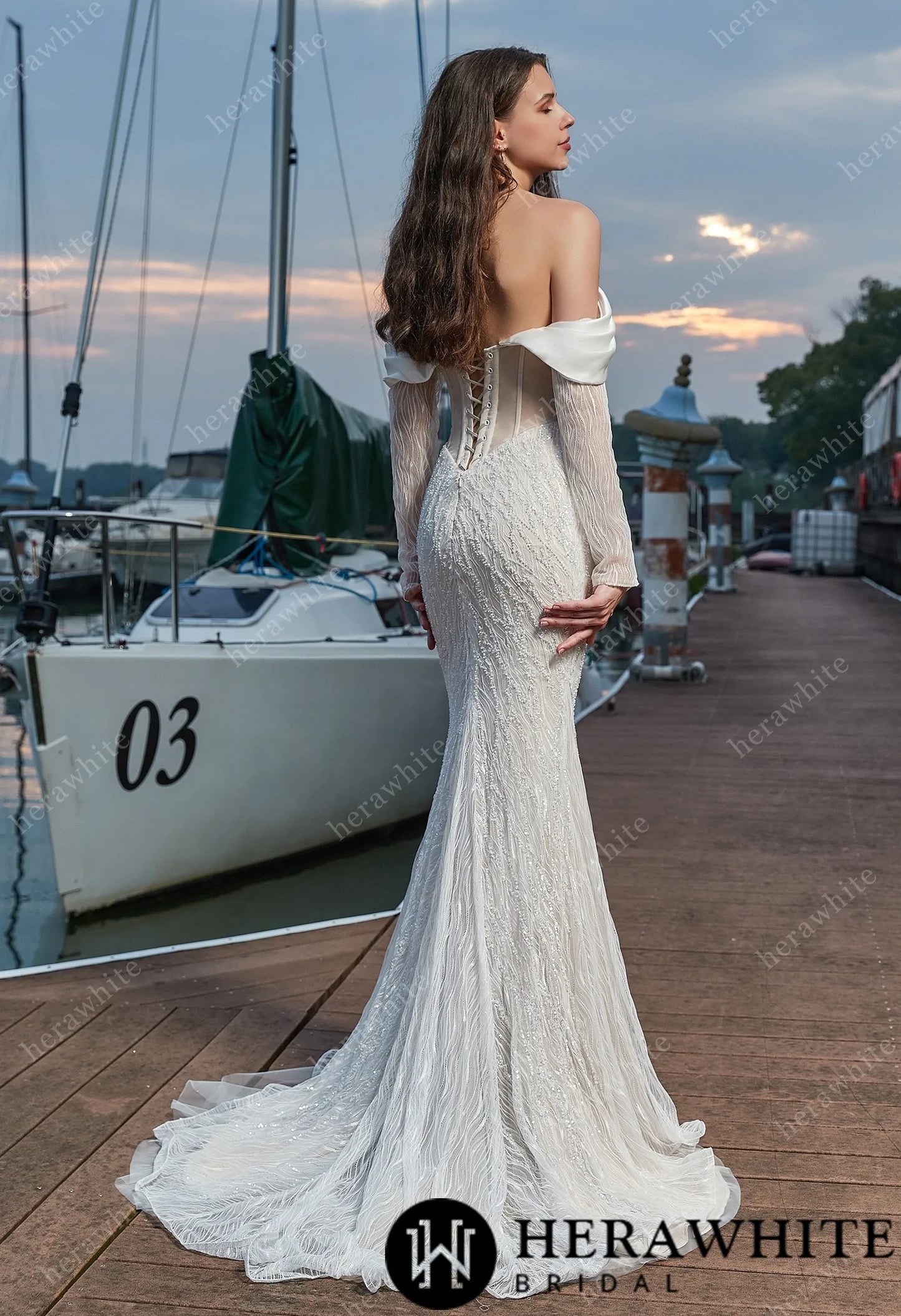 Sensual Sheath Wedding Gown with Detachable Satin Overskirt