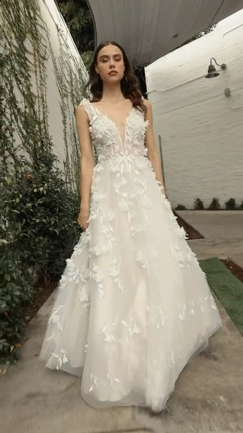 Floral Appliqued Wedding Ball Gown