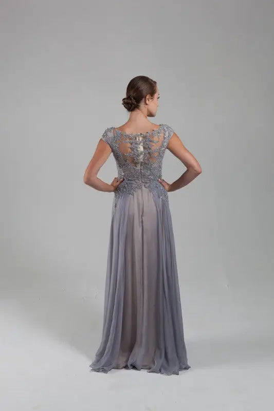 Eilidh Chiffon Lace Wedding or Party Gown