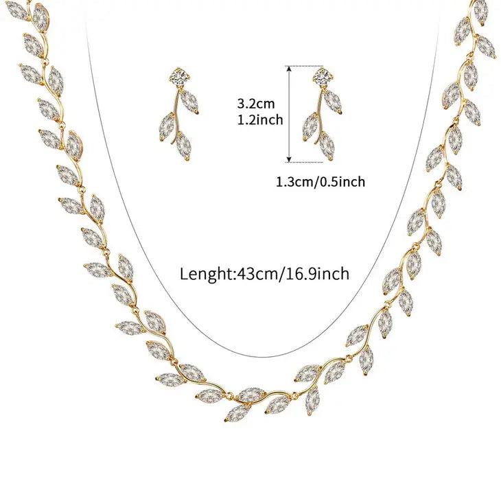Bridal Cubic Zirconia Teardrop Necklace Earrings Set