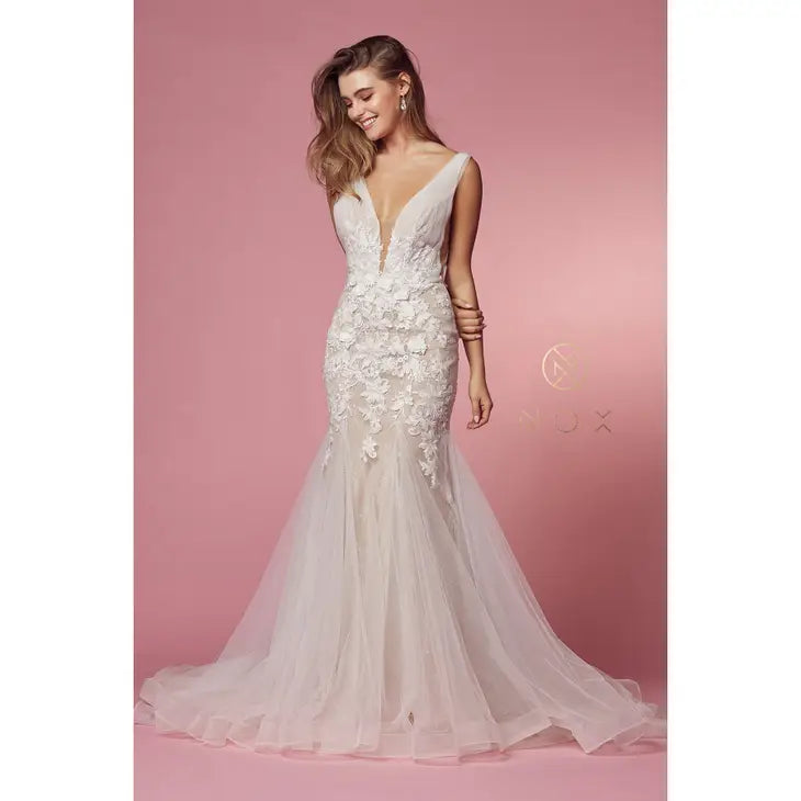 Darling Lace and Chiffon Mermaid Gown