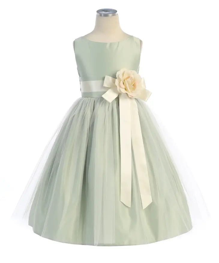 Wedding Flower Girl Dress Classic Satin Tulle